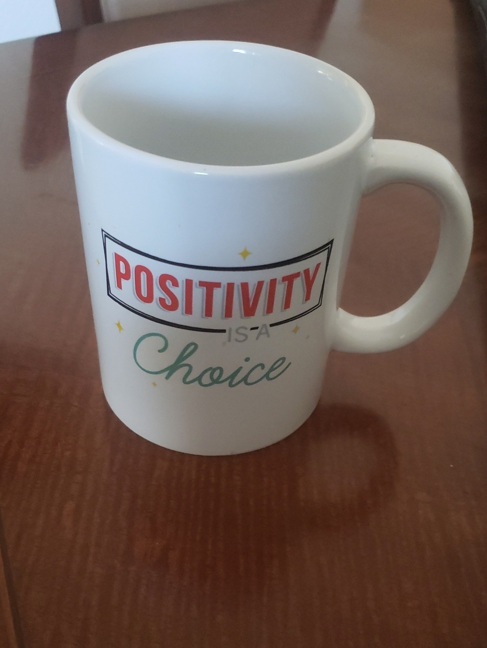 Royal Norfolk White Mug with Red and Green Positivity Design